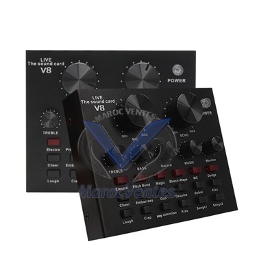 Carte Son V8 Multifonctionnel Studio Bluetooth pour Téléphone Portable et Ordinateur